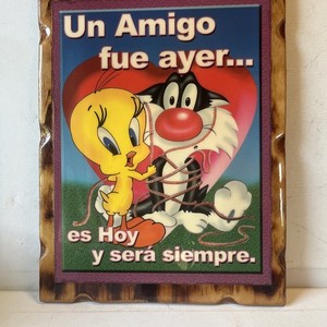 Warner Brothers Baby Sylvester and Tweety Bird Wall Plaque In Spanish 11x14.5