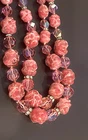 Vintage Costume Jewelry Beaded Necklace Rose Pink Mauve 21-22" COL