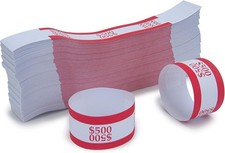 L LIKED Currency Straps Money Bands - Self Sealing Red Red 500-500 PCS