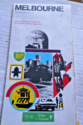 #ad BP SERVICE STATION FOLD OUT ROAD MAP OF MELBOURNE VIC 1970s AU $9.90