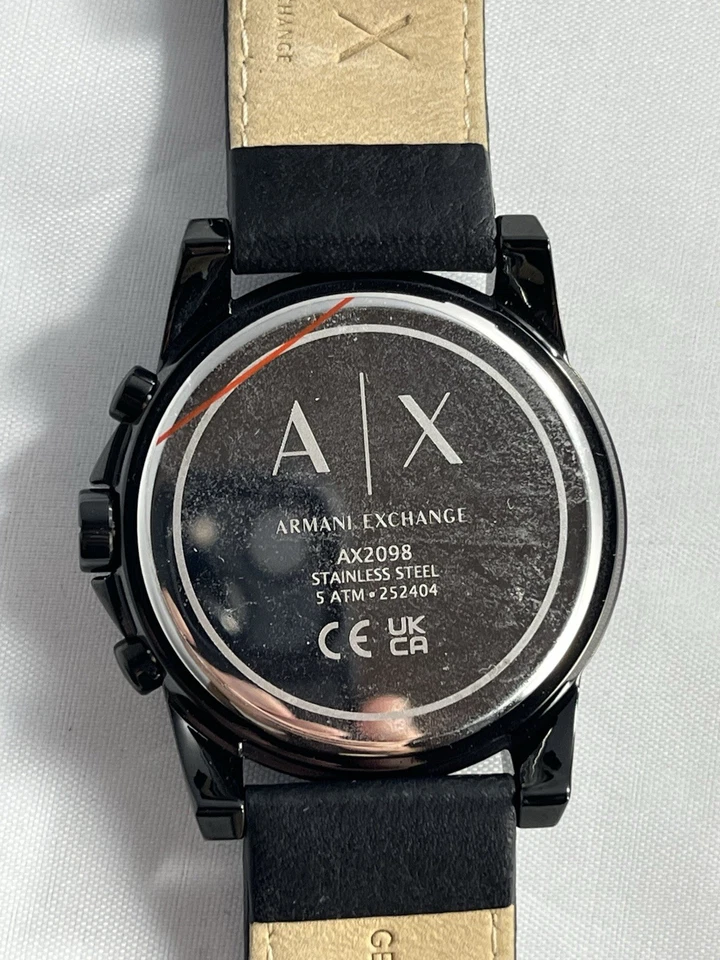 Reloj Hombre Armani Exchange A|X Cronógrafo Negro, Correa Cuero, Nuevo Estado Foto 4 de 4