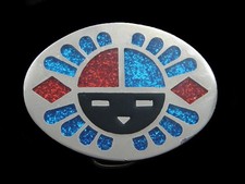 RJ03145 VINTAGE 1970s  SUN GOD  SOUTHWESTERN DESIGN ART BELT BUCKLE