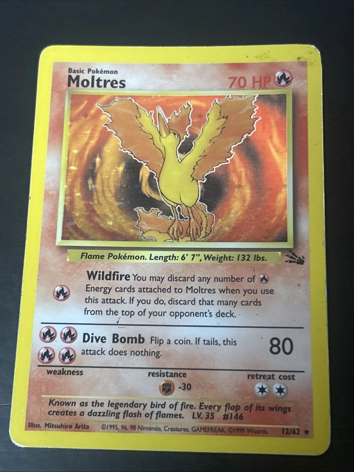 Moltres 12/62 Unlimited Holo Fossil Pokemon TCG #1