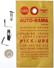 4pc 1960s Gilbert Auto-Rama Slot Car PICK-UP SHOES Rare 19260 Factory 1/32 Parts
