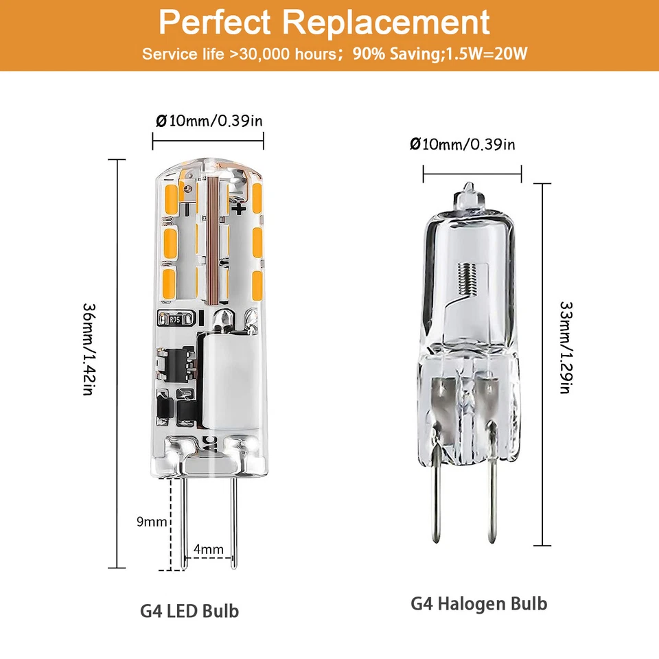 6PCS AC/DC 12V 6/12Pack G4 Bi-pin LED Lamp Light Bulb 24x3014 SMD White/Warm - Image 2 of 4