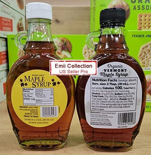 Trader Joe’s Grade A Maple Syrup & Organic Vermont Maple Syrup 8oz (2 Bottles) - Image 2 of 2