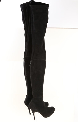 Brian Atwood Black Suede Over the Knee Leather  Boots Size 37