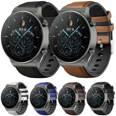 Luxury Leather & Silicone Wrist Watch Band Strap for Huawei Watch GT 2 Pro 46mm