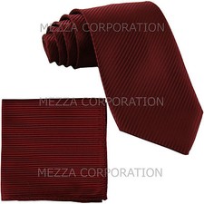 New polyester formal Vesuvio Napoli stripes neck tie  hankie set party burgundy