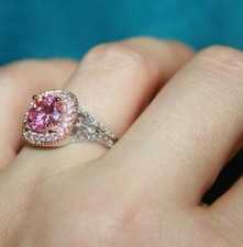 fashion topaz zirconia ring silver plate jewelry cocktail engagement wedding