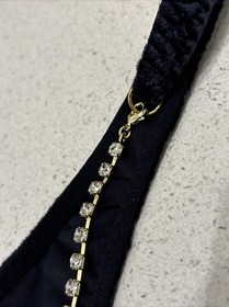 Agent Provocateur Kati Trixie Thong Black Velvet Gold Crystals AP 3 10-12BNWT