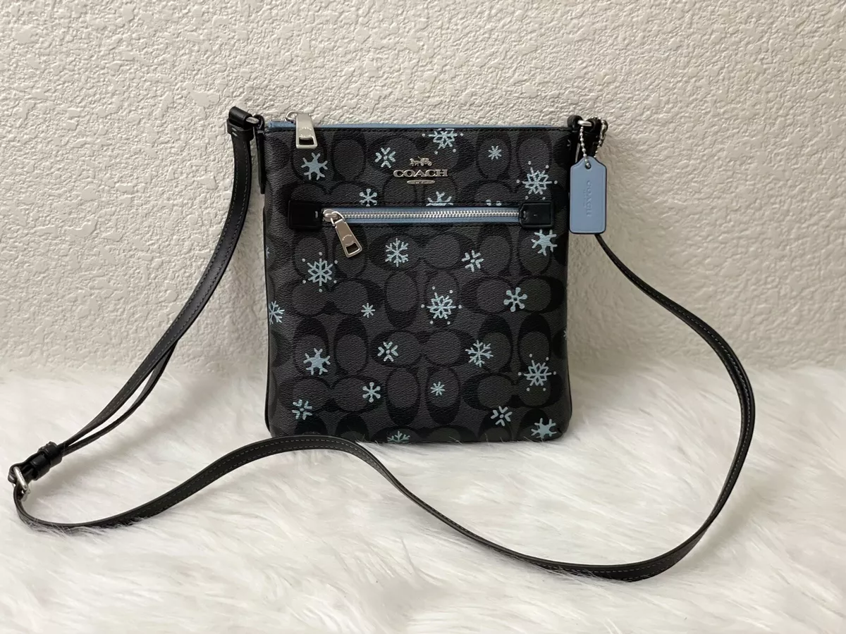 Coach Bags | Nwt Coach Mini Rowan File Bag in Signature Canvas with Snowflake Print | Color: Black/Blue | Size: Os | Tara_Ricci's Closet