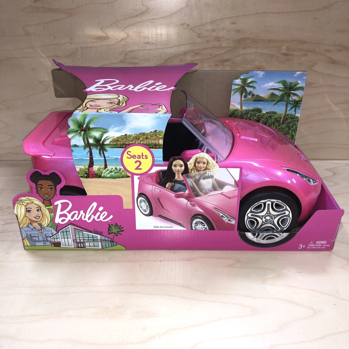 Barbie Estate Play Vehicle Signature Pink Convertible with Seat Belts Brand New