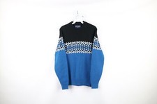 Vintage 70s Streetwear Womens Medium Nordic Fair Isle Knit Crewneck Sweater USA