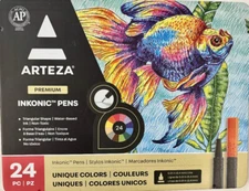Arteza Premium Inkonic Pens ~ 24 Pc. Set ~ Water-Based Ink ~ Triangular Shape