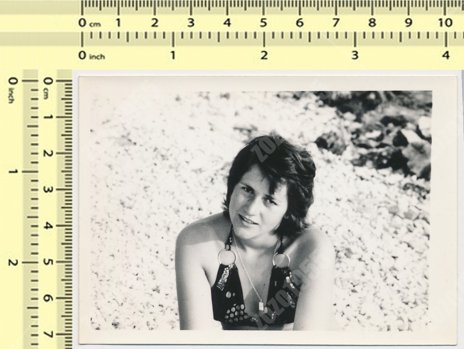 Bikini Woman Beach Portrait Lady Female Face Abstract vintage photo old original