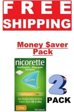 2 X Nicorette FRUIT FUSION Stop Smoking Chewing Gum 4mg 105Pieces