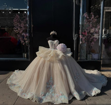 Princess Champagne Sweetheart Quinceanera Dresses Sweet 15 16 Ball Gowns