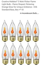 Creative Hobbies® 3W Flicker Flame Light Bulb-Flame Shaped, Stdard Base-10 bulb