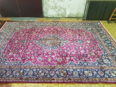 Orientteppich Echter Mesched 495 X 340cm Aubergine Rot Blau Aus