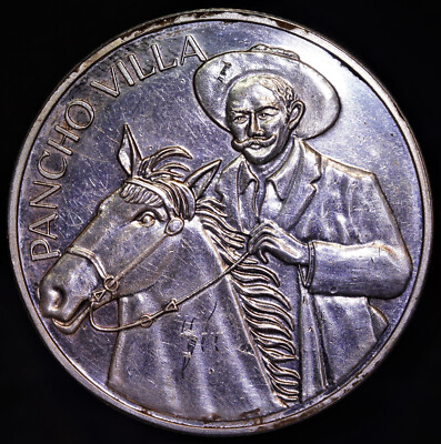 Pancho Villa & Horse Mexico Eagle Snake 1oz 999 FINE Silver art