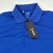 Adidas Polo Shirt Mens Small Blue Climalite Performance Golf Stretch NWT