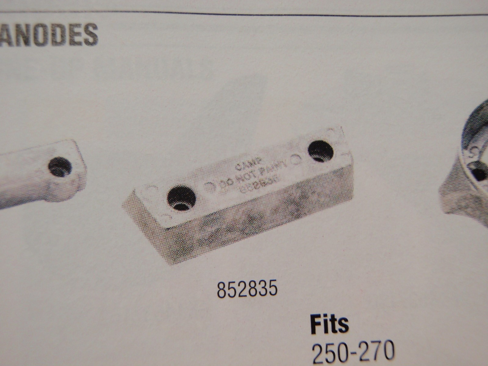 VOLVO PENTA OUTDRIVE ANODE ZINC FITS AQ290B OUTDRIVES 70 852835 CAMP