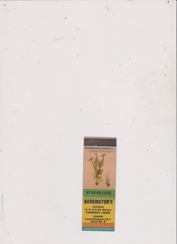 HARRINGTON'S-FAIRMONT, NE STREICHHOLZSCHACHTEL. KOSTENLOSER VERSAND IN DEN USA