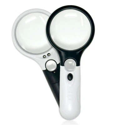 MARKENLOS LED 45fach 3fach Lupe Leselupe Licht Beleuchtung Vergrößerungsglas Juwelierlupe