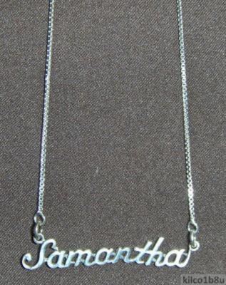 Sterling Silver Name Necklace - Name Plate - SAMANTHA 17'' Chain w/Pendant