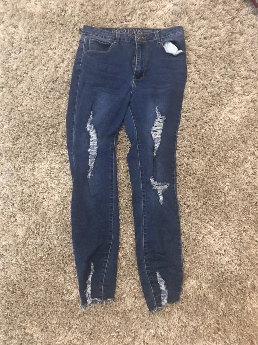 Gogo Jeans Women 13/14 Blue Skinny High Rise Ankle Light Wash Denim