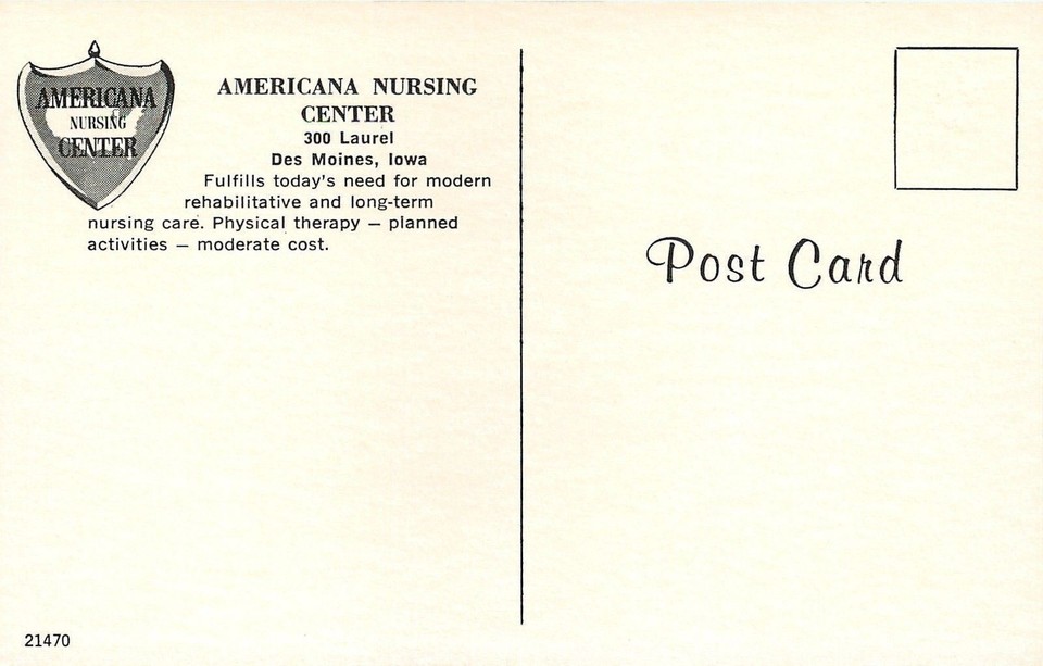 Des Moines IowaAmericana Nursing CenterShield Emblem300 Laurel1960s