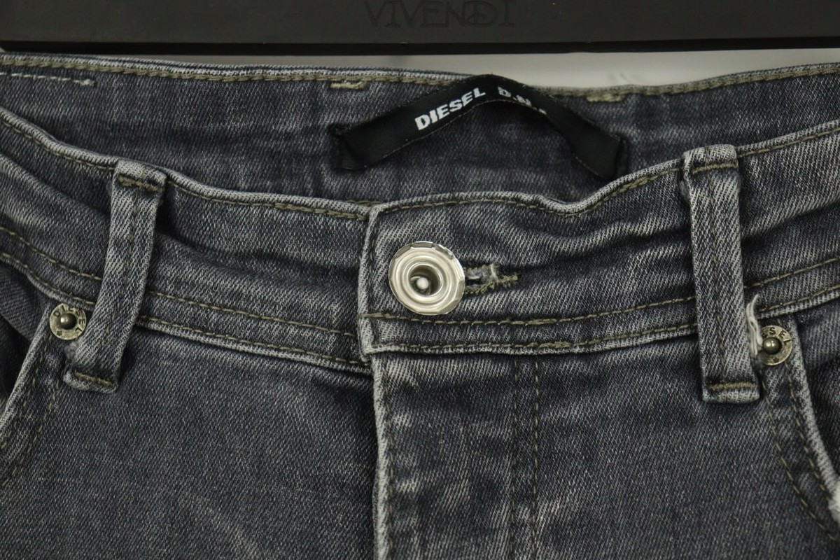 DIESEL D.N.A Grey Wash Denim Slim Skinny Distressed Jeans Size 33