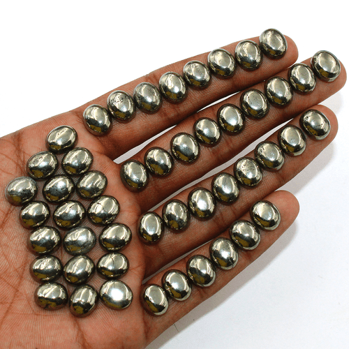25 Pcs Natural Golden Pyrite Top Grade 11x9mm Oval Cabochon Calibrated Gemstones - Picture 4 of 12