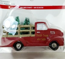 Tiny Treasures Christmas Red Vintage Truck Trees Doll House Village Accessories 