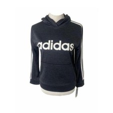 Adidas Boys Small Hoodie Black and White Big Logo Athletic Core Pocket