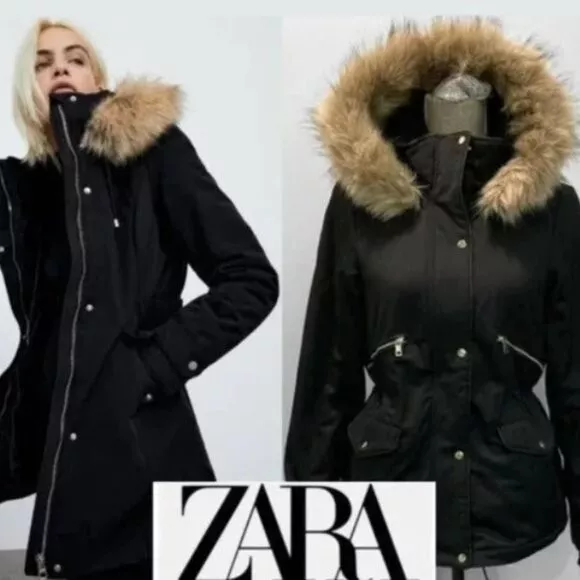 V tements d ext rieur Zara TFR vert olive parka femme taille M
