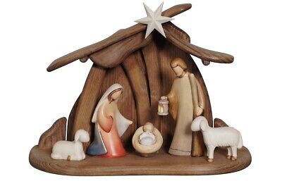 Wood Nativity Set 14.5 high x10 cm or 5.7x3.93 Holy Family modern style 