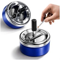 2X Aschenbecher Blau – Drehaschenbecher Metall Ø 9 Cm – Windaschenbecher