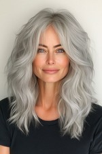 Ombre Silver Gray Wave Wig 100 Human Hair Lace Front Wigs for Women
