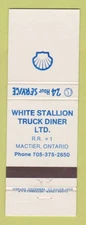 Matchbook Cover - Shell oil gas White Stallion Truck Diner Mactier ON