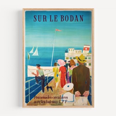 Sur le Bodan CFF 1953 Retro Travel Poster_Vintage