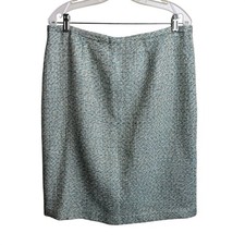Sag Harbor Skirt 12 Teal Blue Green Woven Tweed Knit Office Work Wear Career