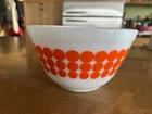 Excellent Vintage PYREX Polka Dot Orange Mixing Bowl #401  1.5 Pint