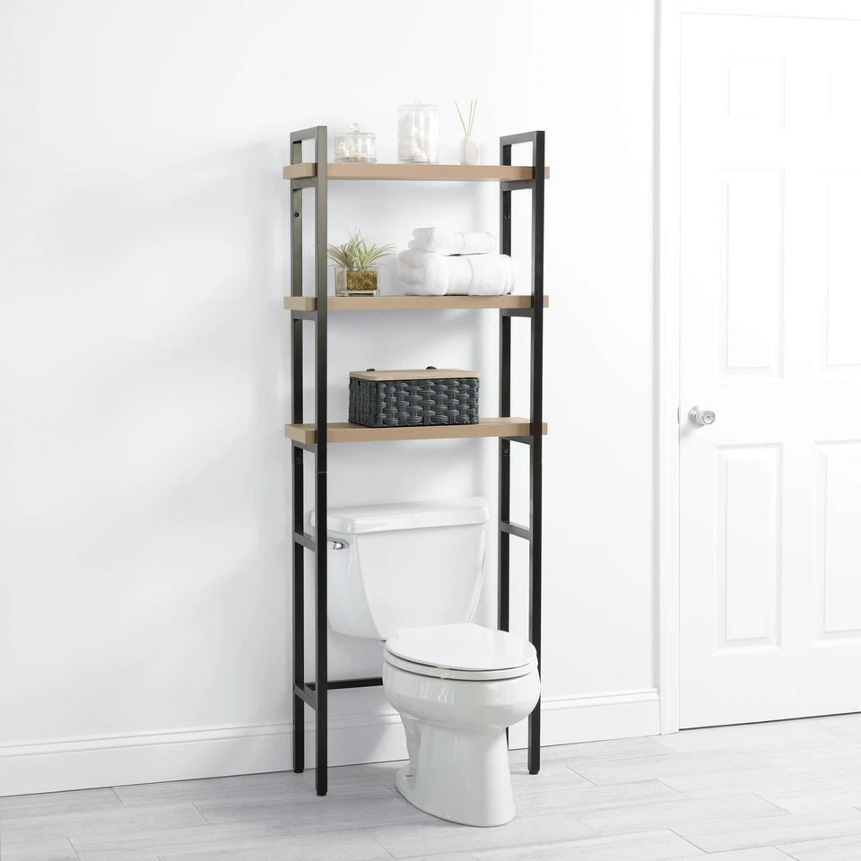 Cesta de resina negra Better Homes & Gardens con diseño tejido y tapa de madera natural Foto 4 de 4