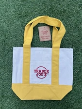 Trader Joe's Yellow Canvas Mini Tote With Bag 2025 CHRISTMAS LIMITED