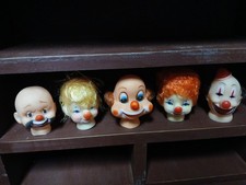 5 RARE FIBRECRAFT Clown Heads Because Everyone Needs Creepy Clown Heads 3 1/4"