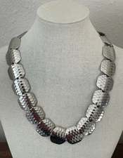 Charming Charlie Hammered Silvertone Disc Necklace For Women