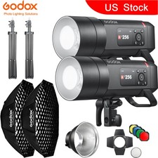 2X GODOX AD400Pro II Outdoor Flash Strobe 95cm Grid Softbox 2m Stand AD-R6 BD-04