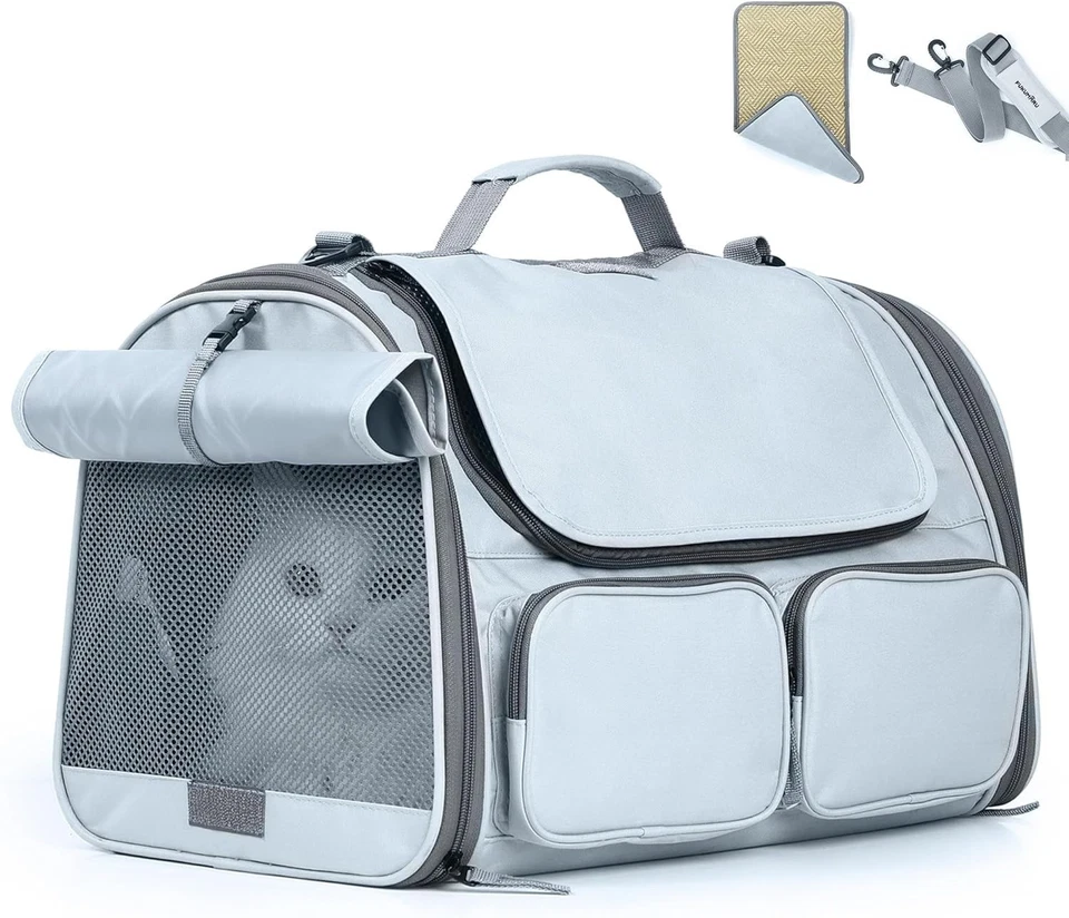 Multi-Purpose Pet Carrier with Easy Access and Washable Cushion - 17.5'' Grey - Image 3 of 4